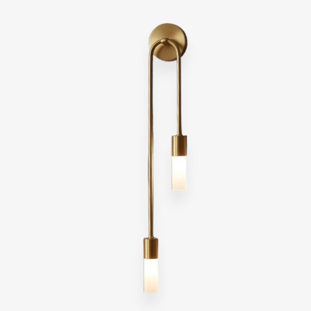 Vertical Brass Wall Light Dual Cylinder Sconce Frosted Shade Mid-Century for Bedroom Hallway Vanity Accent Lighting Contemporary Metal