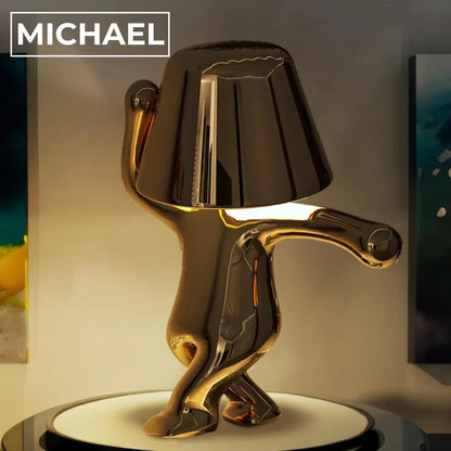 Rechargeable Figurine LED Lamp Gold 7.6 Inch Cordless Touch Control Nightstand Light 2700K Warm Glow Sculptural Accent for Bedroom Office Ho