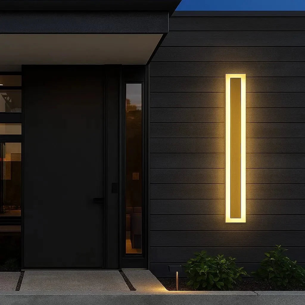 Linear Outdoor LED Wall Sconce Gold Finish Waterproof Dimmable IP65 Hardwired AC 85-265V Modern Exterior Lighting for Patio Garden Porch