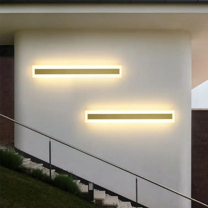 Linear Outdoor LED Wall Sconce Gold Finish Waterproof Dimmable IP65 Hardwired AC 85-265V Modern Exterior Lighting for Patio Garden Porch