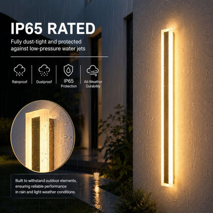 Linear Outdoor LED Wall Sconce Gold Finish Waterproof Dimmable IP65 Hardwired AC 85-265V Modern Exterior Lighting for Patio Garden Porch
