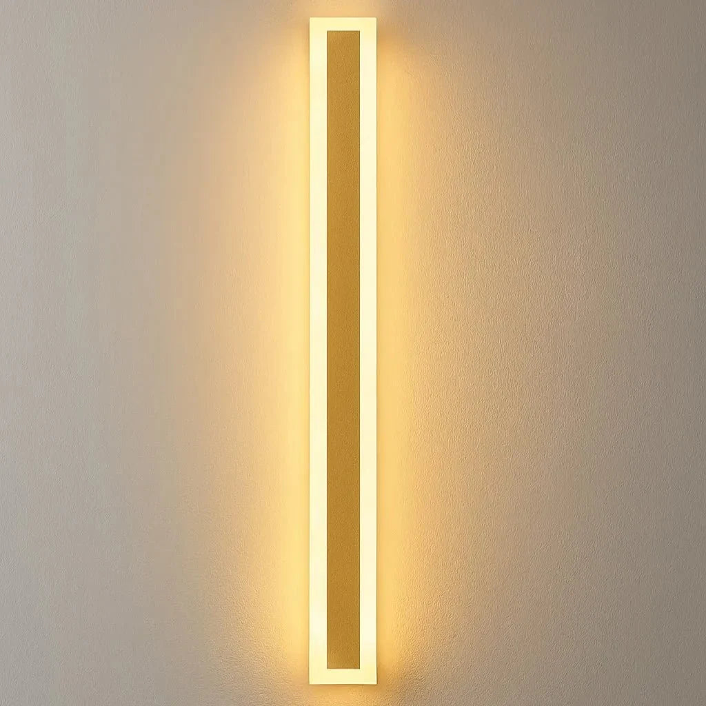 Linear Outdoor LED Wall Sconce Gold Finish Waterproof Dimmable IP65 Hardwired AC 85-265V Modern Exterior Lighting for Patio Garden Porch