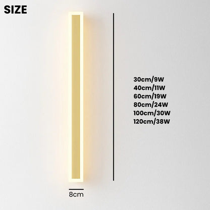 Linear Outdoor LED Wall Sconce Gold Finish Waterproof Dimmable IP65 Hardwired AC 85-265V Modern Exterior Lighting for Patio Garden Porch