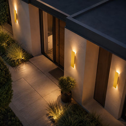 Outdoor Aluminum LED Wall Sconce Gold Finish IP65 Weatherproof Hardwired for Patio Porch Entryway 6W 18W 24W Options 2700K 6500K Lighting