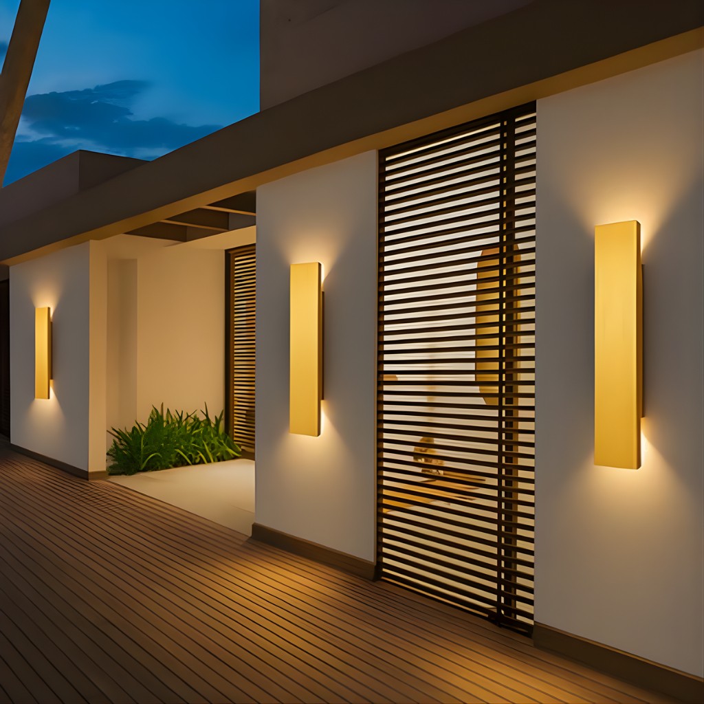 Outdoor LED Sconce in Gold Aluminum for Patio Entrance Garden Porch | Weather-Resistant Modern Fixture