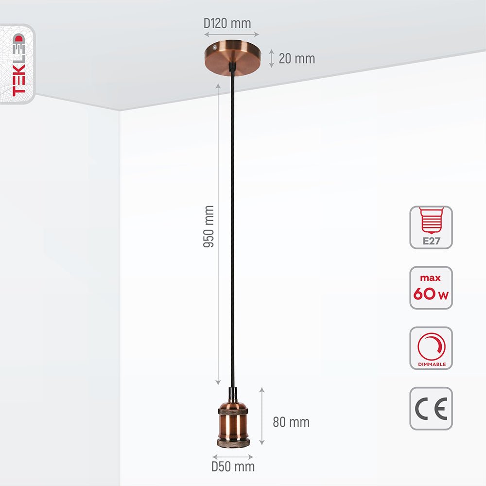 Retro Edison Socket Hanging Lamp with 61-Inch Adjustable Cord for Dining Tables and Kitchen Islands