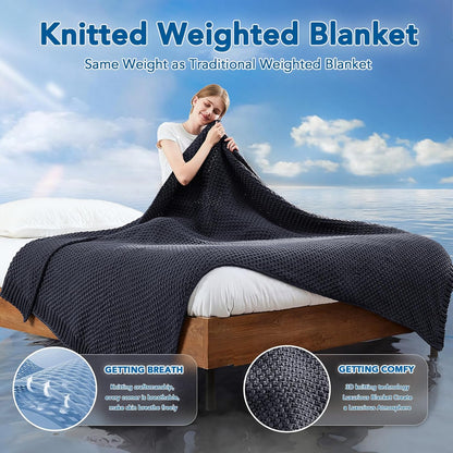 Confort douillet | Couverture lestée en tricot avec microfibre rafraîchissante | Douceur toutes saisons pour une détente ultime