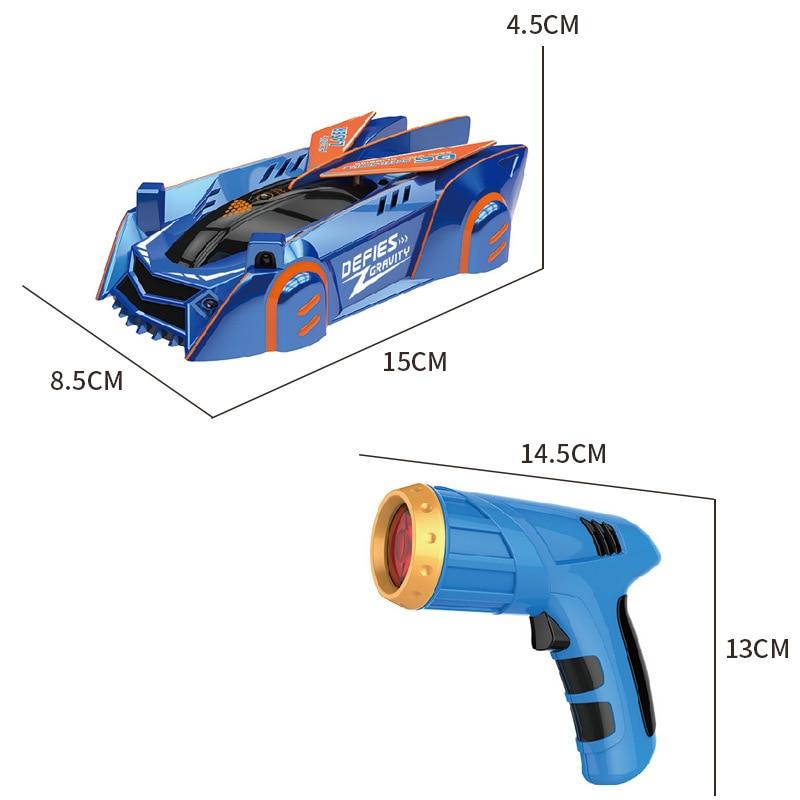 Voiture télécommandée monte-mur avec télécommande laser – Bolide cascadeur anti-gravité pour surfaces lisses, lumières LED, rotations à 360°, 3 ans et plus