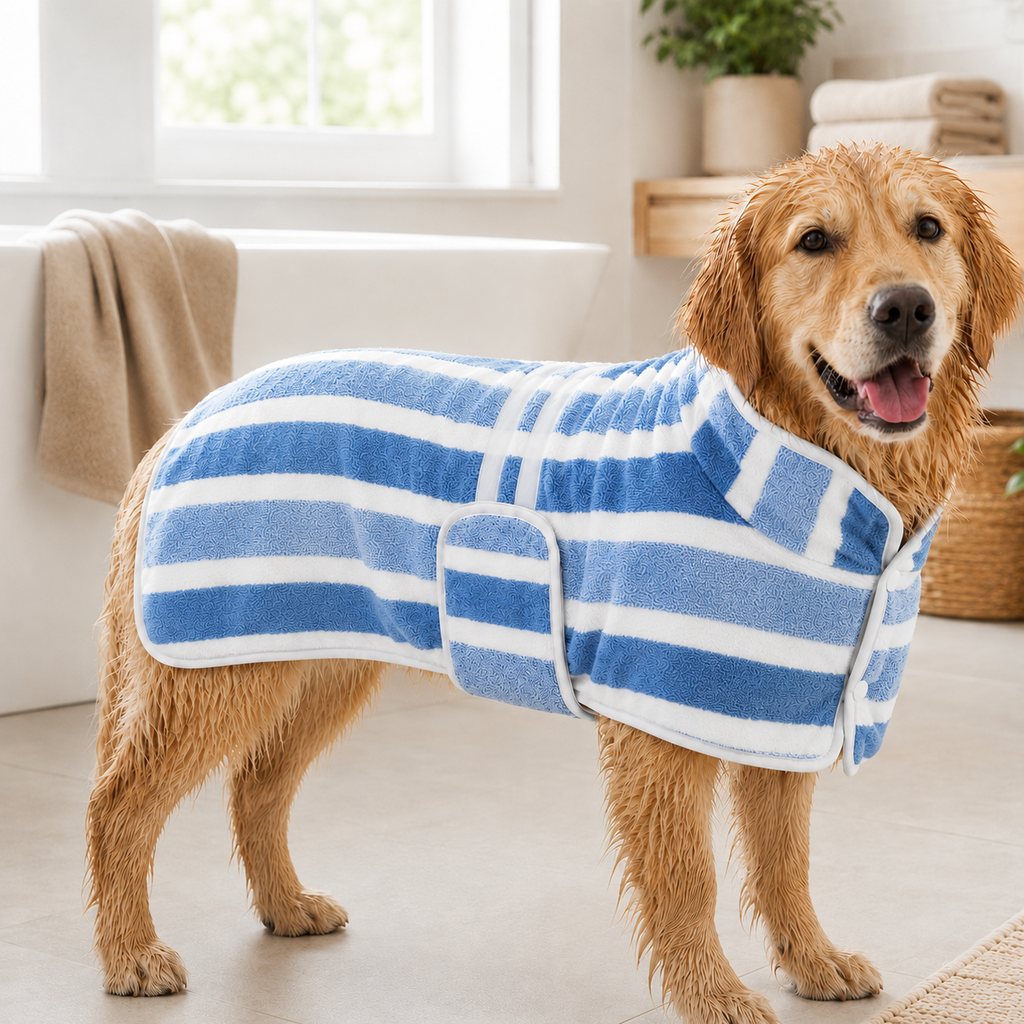 Ortekor Wearable Microfiber Dog Drying Towel – Hands-Free Post-Bath & Rainy-Day Wrap for Wet Fur & Drips