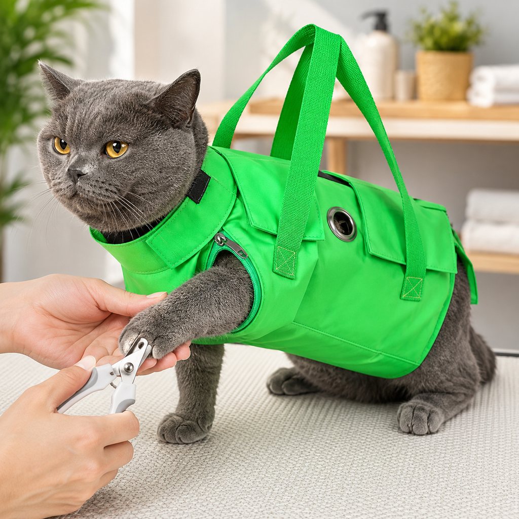 Ortekor Multi-Use Cat Carrier & Grooming Bag - Easy Paw Access for Vet Visits & At-Home Care