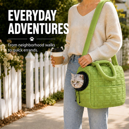 Ortekor Quilted Pet Carrier Tote for Cats & Small Dogs – Easy Hand & Shoulder Carry for Walks, Errands & Everyday Outings