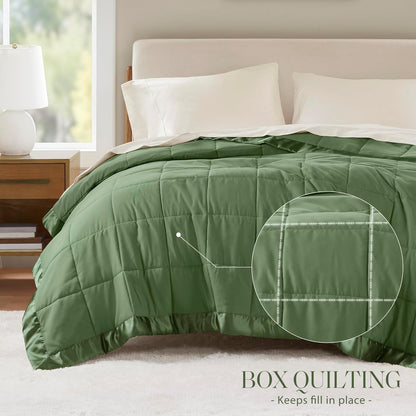 Collection Windom | Couverture en duvet synthétique avec traitement anti-humidité | Couvre-lit léger et doux toutes saisons, bordure satinée
