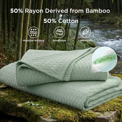 Confort douillet | Couverture rafraîchissante en rayonne de bambou pour dormeurs ayant chaud | Jeté d'été léger et respirant pour lit et canapé