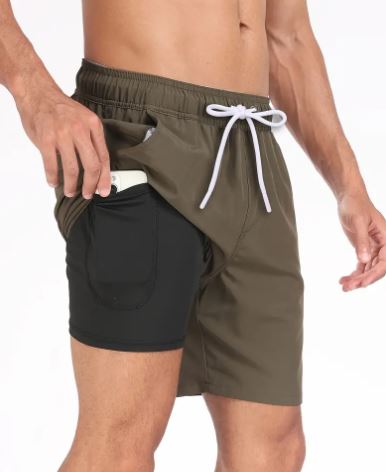 Men's Quick-Dry Swim Trunks with Phone Pocket | Stretch Board Shorts for Beach & Pool | Athletic Leisure Swimwear