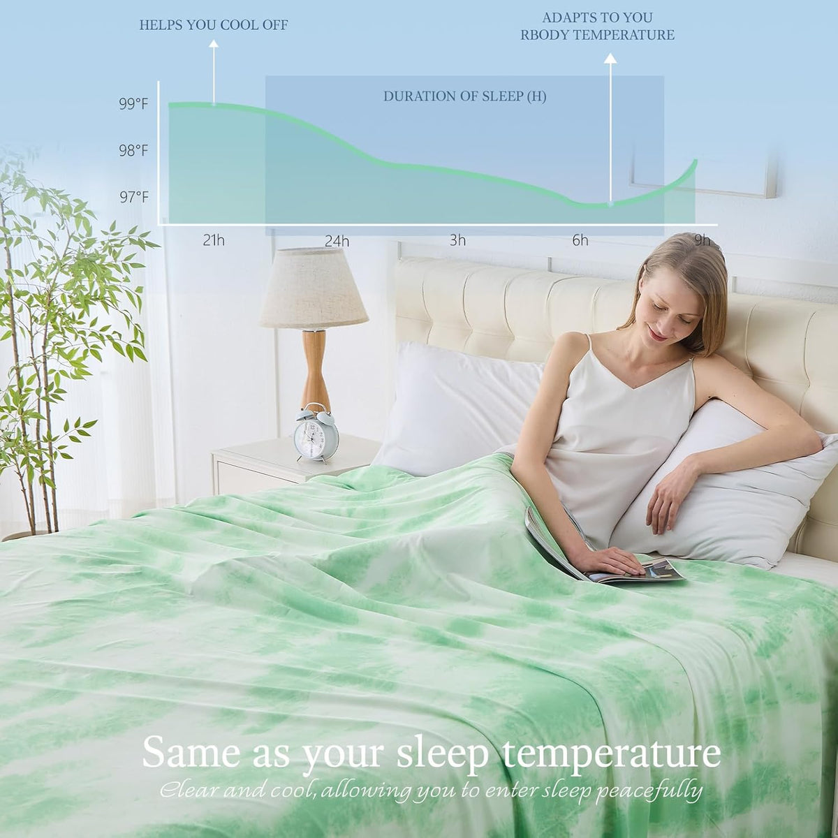 Chill Comfort | Couverture rafraîchissante en tissu thermo-absorbant | Douce et respirante pour un confort tout au long de l'année
