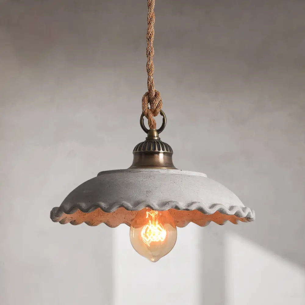 Concrete Pendant Light Fixture Gray Industrial Ceiling Lamp E26 Base Minimalist Hanging Shade for Kitchen Island Dining Room Living Room