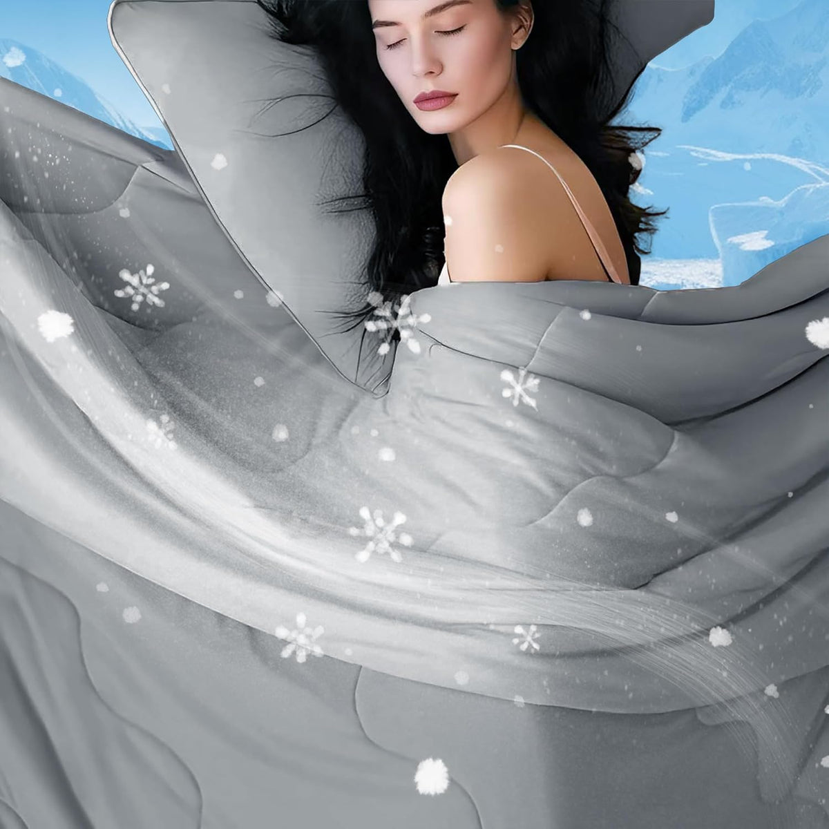 Ensemble de couette rafraîchissante | Couverture rafraîchissante légère avec taies d'oreiller rafraîchissantes | Tissu anti-humidité pour ceux qui ont chaud la nuit