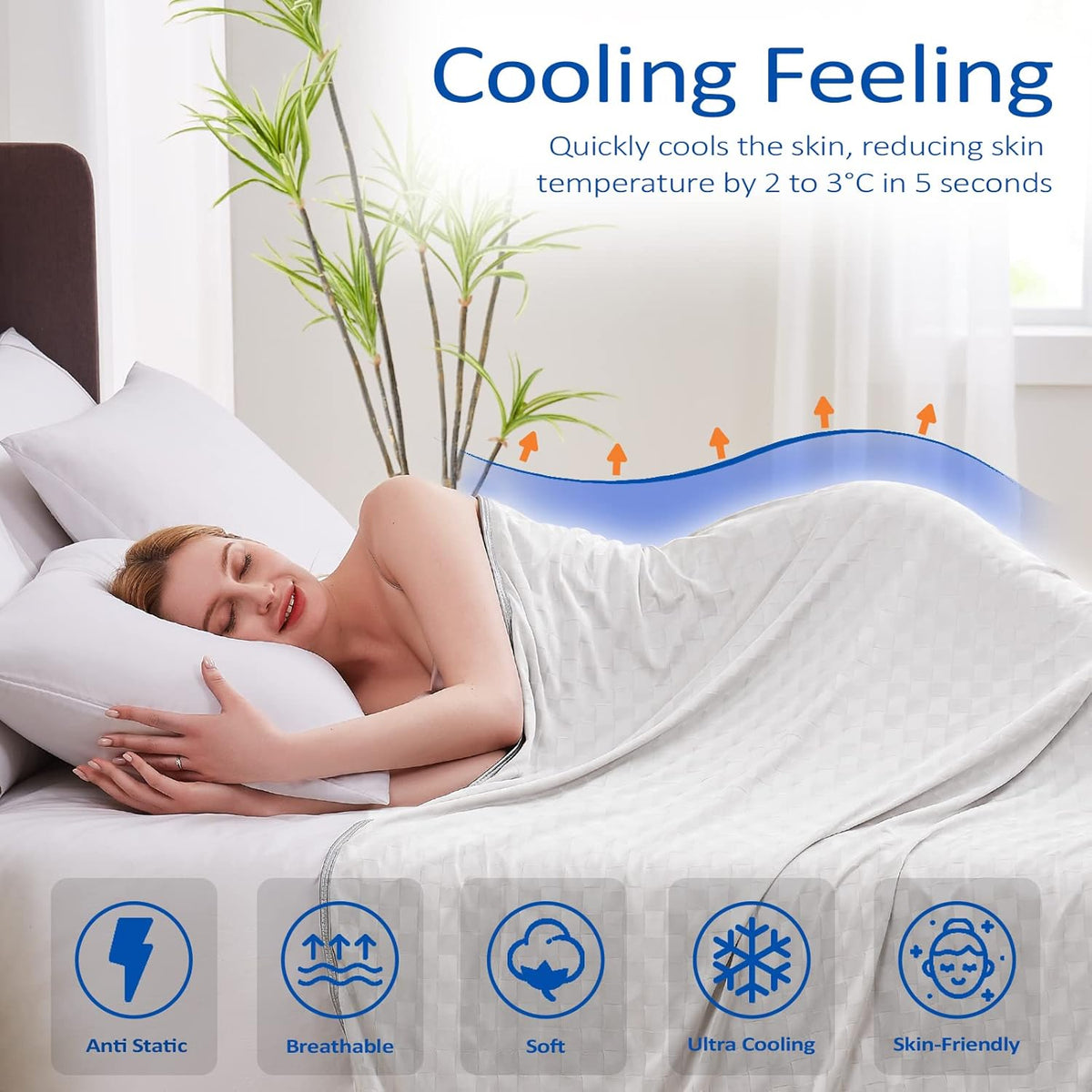 ChillEase | Couverture rafraîchissante pour dormeurs ayant chaud, dotée de la technologie Arc-Chill | Douce et respirante pour un confort tout au long de l'année