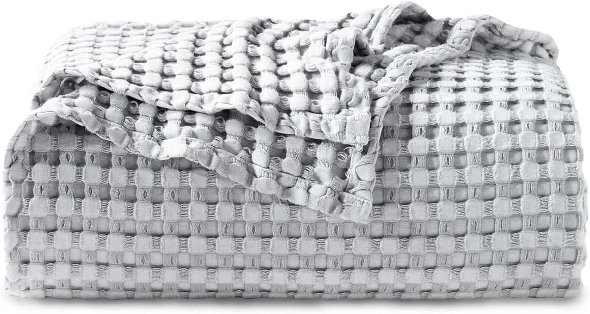 Cozy Haven | Couverture Queen légère en coton et bambou à tissage gaufré rafraîchissant | Jeté d'été doux pour ceux qui ont chaud la nuit