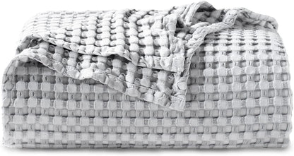 Cozy Haven | Couverture Queen légère en coton et bambou à tissage gaufré rafraîchissant | Jeté d'été doux pour ceux qui ont chaud la nuit