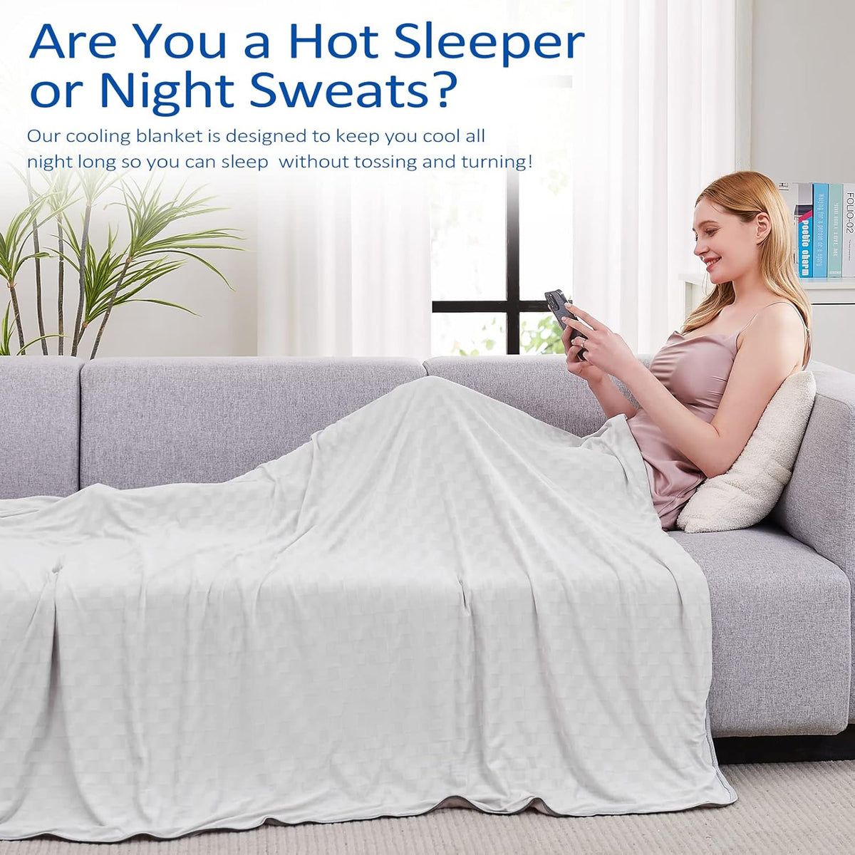 ChillEase | Couverture rafraîchissante pour dormeurs ayant chaud, dotée de la technologie Arc-Chill | Douce et respirante pour un confort tout au long de l'année