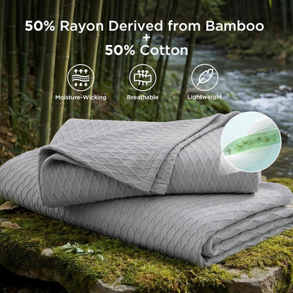 Confort douillet | Couverture rafraîchissante en rayonne de bambou pour dormeurs ayant chaud | Jeté d'été léger et respirant pour lit et canapé