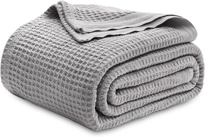 Couverture jeté en coton pour lit, couverture gaufrée format grand lit pour toutes les saisons, couverture en coton douce et respirante pour canapé