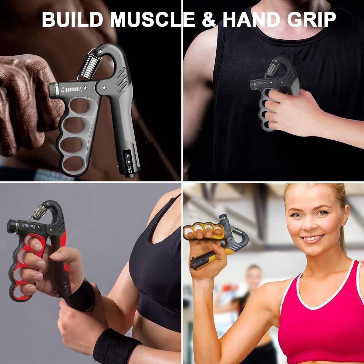 Adjustable Hand Grip Strengthener with Counter Up to 220 lbs Resistance for Forearm Training & Grip Workout at Home or Gym