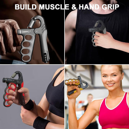Adjustable Hand Grip Strengthener with Counter Up to 220 lbs Resistance for Forearm Training & Grip Workout at Home or Gym