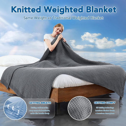 Confort douillet | Couverture lestée en tricot avec microfibre rafraîchissante | Douceur toutes saisons pour une détente ultime