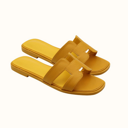 Women's Slip-On Sandals Flat Synthetic Leather Slide Slippers White Black Brown Pink Gold for Summer Beach Casual Everyday