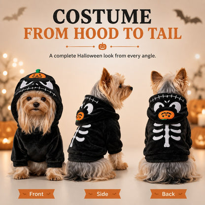 Ortekor Halloween Dog & Cat Costume Hoodie – One-Piece Spooky Outfit for Parties, Photos & Fall Fun