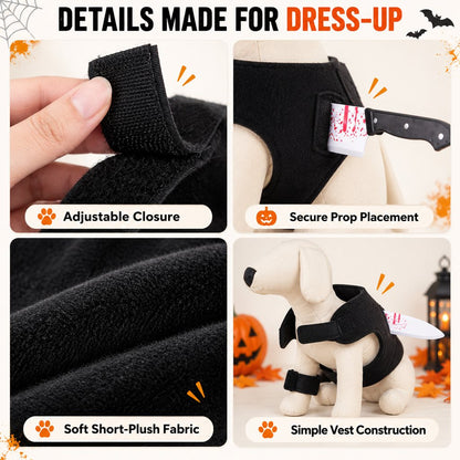 Ortekor Halloween Horror Prop Dog Costume Harness - Easy-On Funny Outfit for Trick-or-Treat, Parties & Photos | 6 Styles