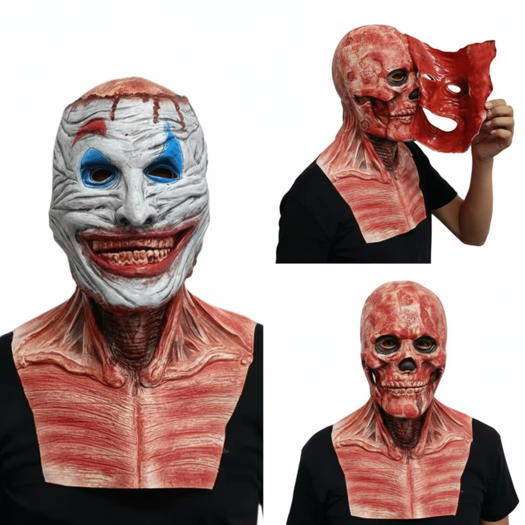 Clown effrayant | Masque d'Halloween terrifiant avec couche amovible | Design intégral pour des costumes effrayants