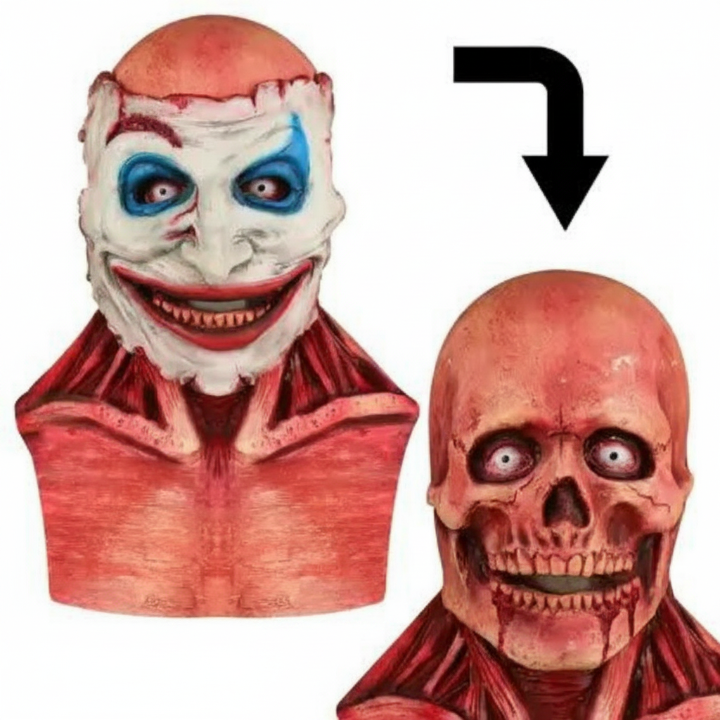 Clown effrayant | Masque d'Halloween terrifiant avec couche amovible | Design intégral pour des costumes effrayants