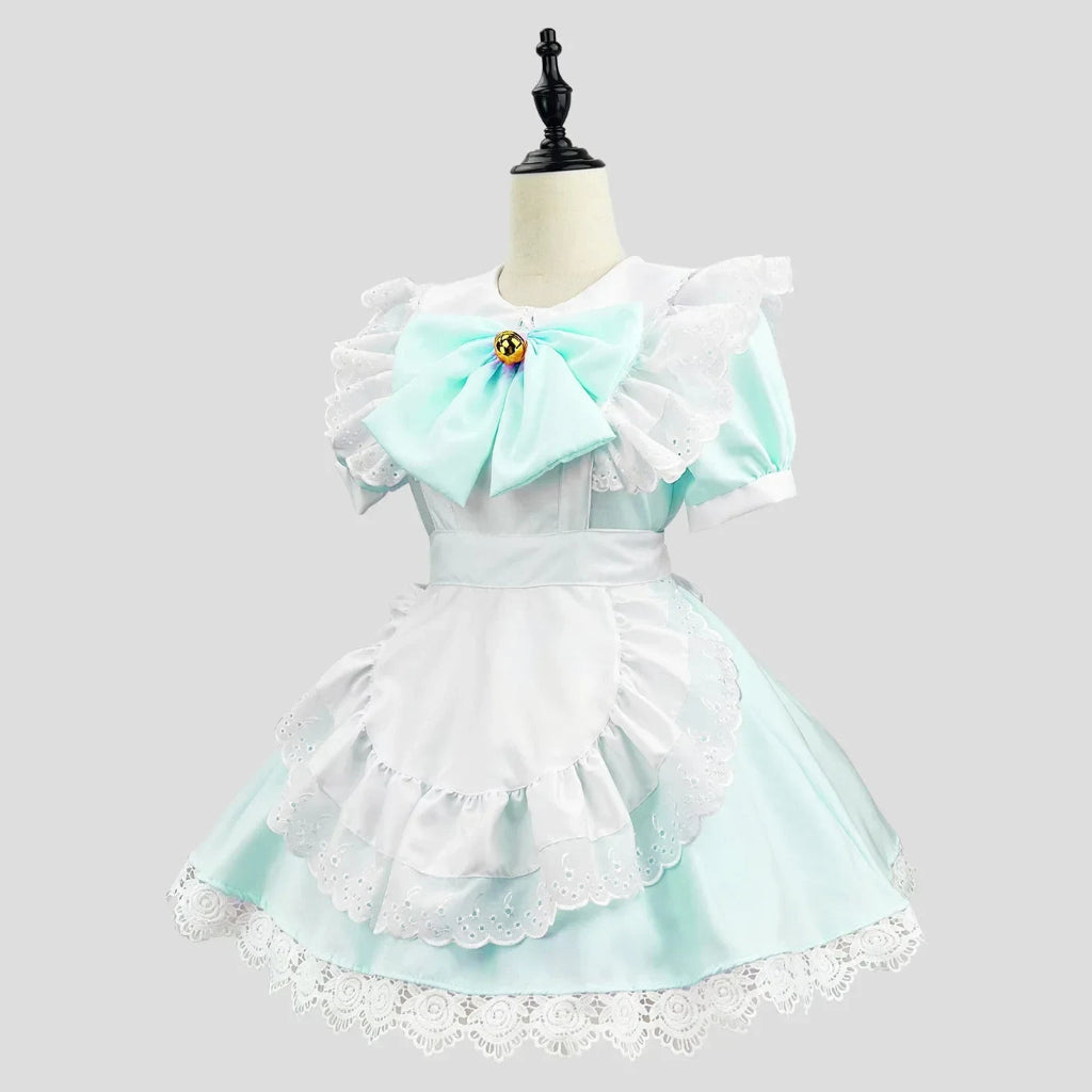 Ensemble de costume de soubrette gothique élégant avec robe à volants et tablier pour Halloween