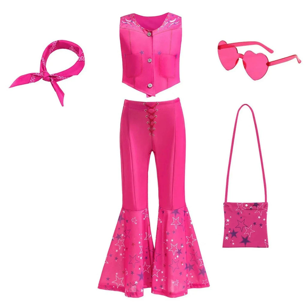 Ensemble de soirée disco | Costume pantalon patte d'eph pour filles avec haut élégant | Tenue amusante pour Halloween et soirées à thème