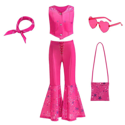 Ensemble de soirée disco | Costume pantalon patte d'eph pour filles avec haut élégant | Tenue amusante pour Halloween et soirées à thème