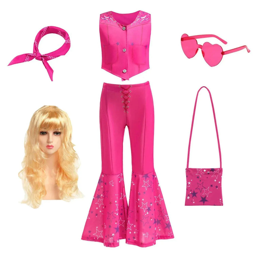 Ensemble de soirée disco | Costume pantalon patte d'eph pour filles avec haut élégant | Tenue amusante pour Halloween et soirées à thème