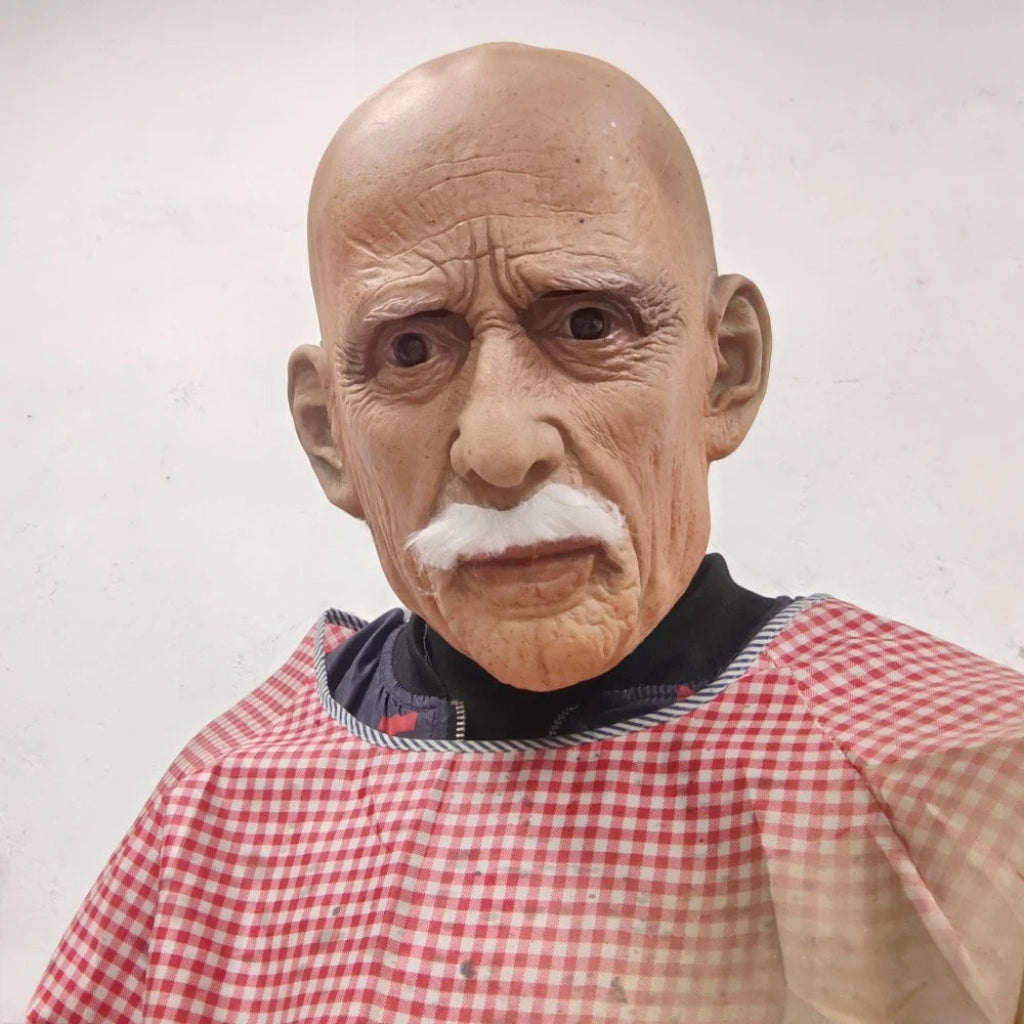 Realistic Old Face Mask | Full Head Coverage with Lifelike Beard | Perfect for Halloween Costume Parties