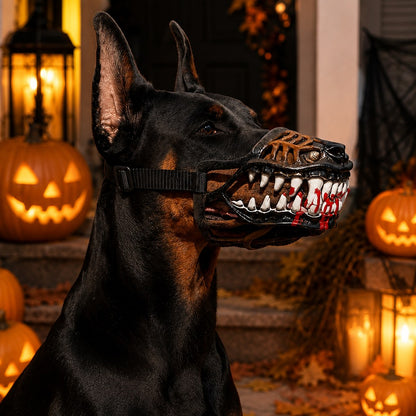 Ortekor Halloween Monster Dog Muzzle Costume - Adjustable Open-Nose Fang Mask for Parties, Photos & Spooky Walks