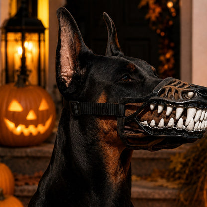 Ortekor Halloween Monster Dog Muzzle Costume - Adjustable Open-Nose Fang Mask for Parties, Photos & Spooky Walks
