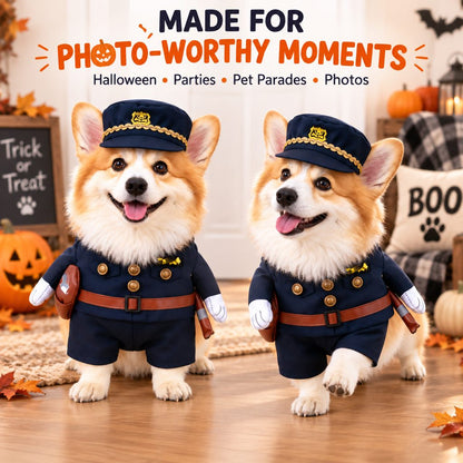 Halloween Police Officer Dog Costume with Hat – Funny Pet Cop Uniform for Trick-or-Treating, Parties & Photo Moments