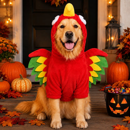 Ortekor Halloween Turkey Costume for Dogs & Cats - One-Piece Hooded Pet Outfit for Parties & Photos