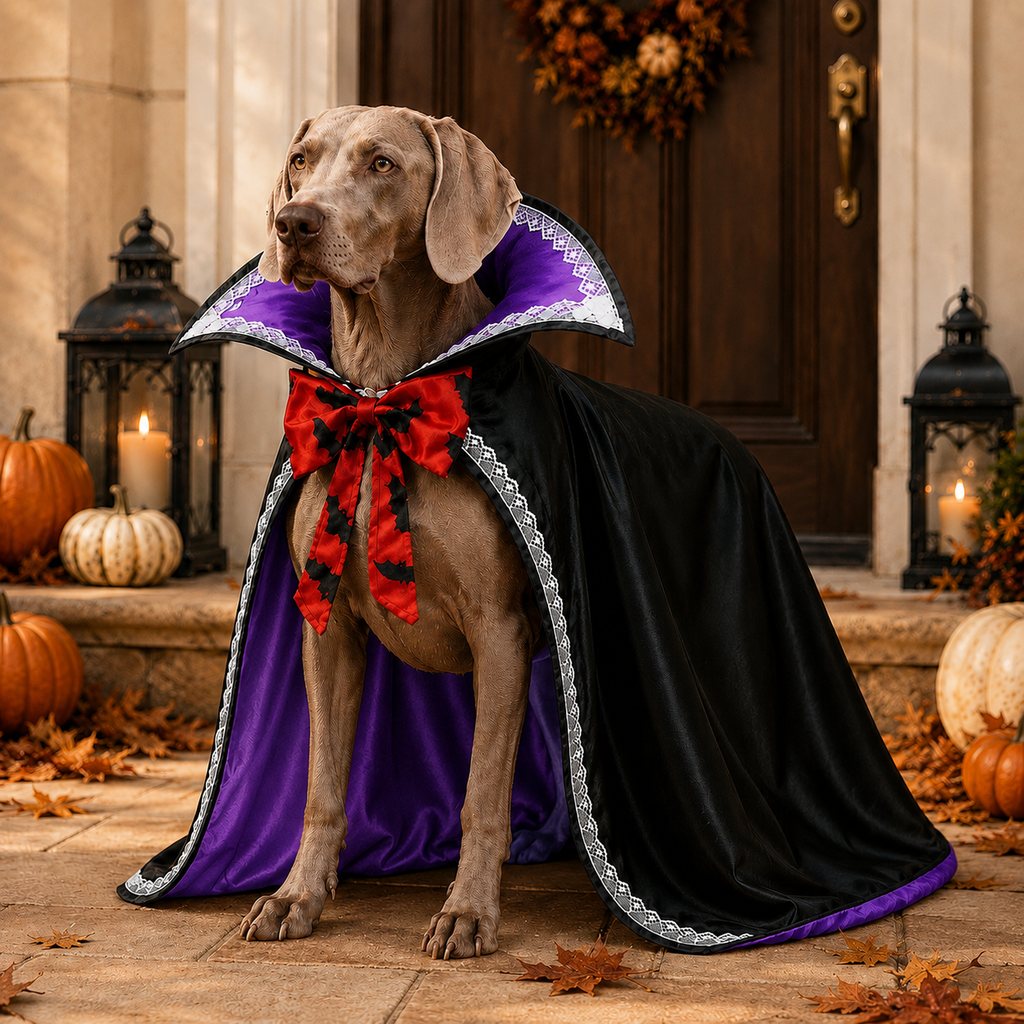 Ortekor Halloween Vampire Dog Cape Costume – Dracula Cloak with Stand-Up Collar for Trick-or-Treating, Parties & Photos