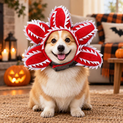 Halloween Venus Flytrap Pet Headpiece - Funny Red Monster Flower Dog Costume Accessory for Halloween Parties, Pet Photos & Holiday Dress-Up