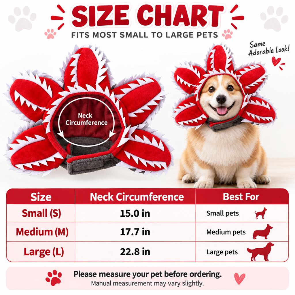 Halloween Venus Flytrap Pet Headpiece - Funny Red Monster Flower Dog Costume Accessory for Halloween Parties, Pet Photos & Holiday Dress-Up