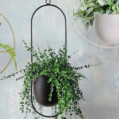 Wall-Mount Planter Pot with Circular Metal Frame for Indoor Outdoor Plants, Herbs & Succulents in Living Room, Kitchen