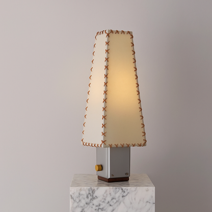 Accent Lamp with Natural Fabric Shade 20 Inch Stainless Steel Base Warm Glow E14 Socket for Nightstand Console Office Bedroom Living Room Re