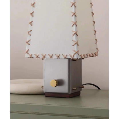 Accent Lamp with Natural Fabric Shade 20 Inch Stainless Steel Base Warm Glow E14 Socket for Nightstand Console Office Bedroom Living Room Re
